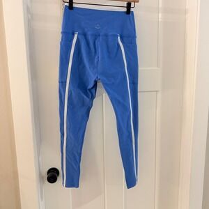 Beyond Yoga Spacedye New Moves High Waisted Midi Legging Blue White Trim Large
